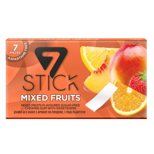 7Stick Mixed Fruits Sugar-Free and Aspartame-Free Fruit Flavor Gum 7 Strips