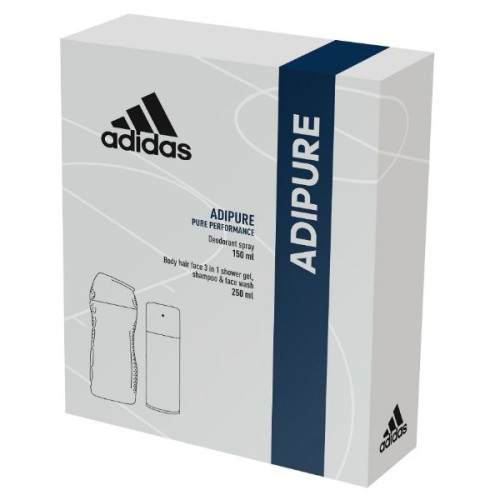 Adidas Adipure Promo Set for Men Shower Gel for Hair and Body and Deodorant Spray