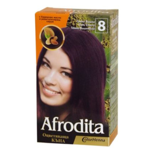 Afrodita Coloring Henna with Almond Oil and Revitalizing Serum Color 8 Dark Cherry 1.76 oz (50 g)