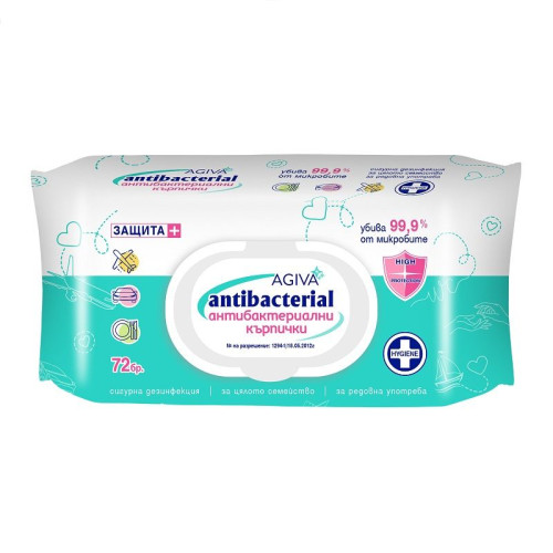 Agiva Antibacterial Wet Wipes Green 72 pcs