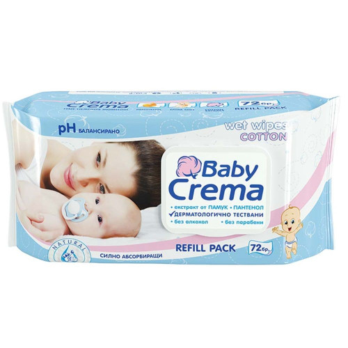 Baby Crema Baby Wipes with Cotton Extract and Panthenol 72 pcs