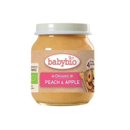 Babybio Peach and Apple Fruit Puree for Children 4+ Months 4.59 oz (130 g)
