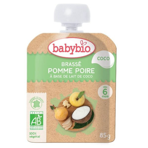 Babybio Organic Fruit Yogurt with Pears Apples and Coconut Milk for Children 6+ Months 3 oz (85 g)