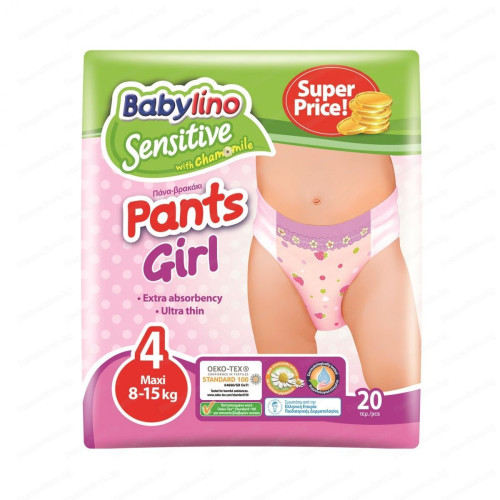 Babylino Sensitive Pants Girl Chamomile Extract 17.6-33 lb (8-15 kg) 20 pcs