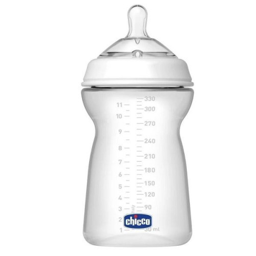 Chicco Natural Feeling Feeding Bottle with Silicone three-hole Teat for Children 6+ Months 11.16 fl oz (330 ml)