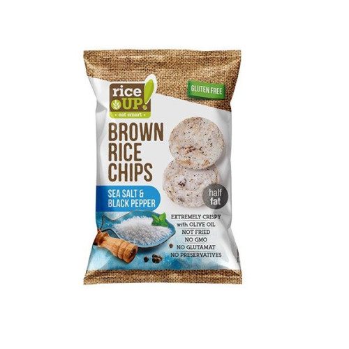 Rice Up Brown Rice Chips Sea Salt and Black Pepper Brown Whole Grain Rice Chips with Sea Salt and Black Pepper Gluten-Free 2.12 oz (60 g)