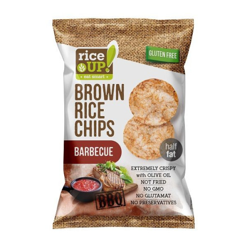 Rice Up Brown Rice Chips Barbecue Brown Whole Grain Rice Chips with Barbecue Flavor Gluten-Free 2.12 oz (60 g)