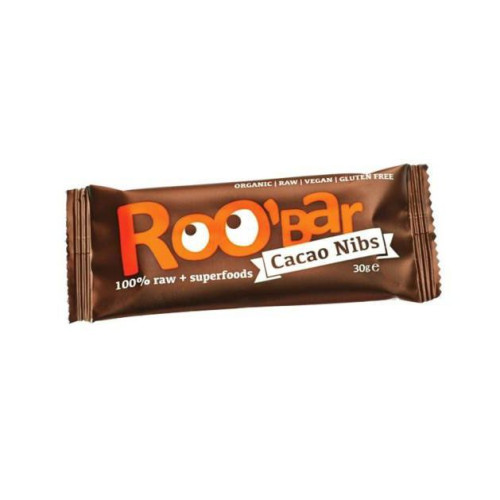 Roobar Cocoa Nibs Organic Raw Dessert with Cocoa Beans 1.06 oz (30 g)