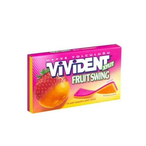 Vivident Strawberry and Mandarin Flavor Chewing Gum 14 Strips