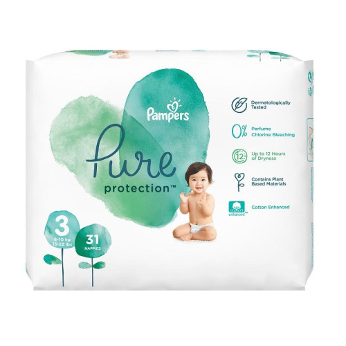 Pampers Pure Protection 3 Midi Diapers for Children 13.2-22 lb (6-10 kg) 31 pcs