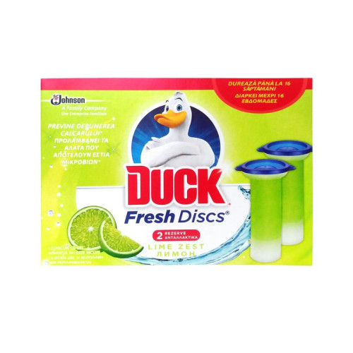 Duck Lime Zest Refill Gel Disc for Toilet Bowl Dispenser with Lemon Scent 2 pcs