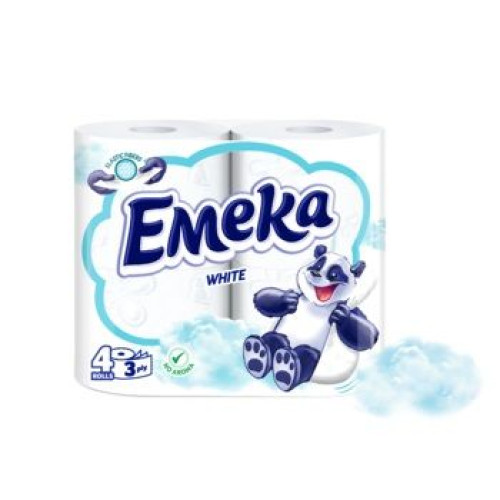 Emeka White 3-ply Unscented Toilet Paper 4 Rolls