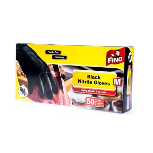 Fino Black Nitrile Gloves Black Nitrile Gloves Size M 50 pcs
