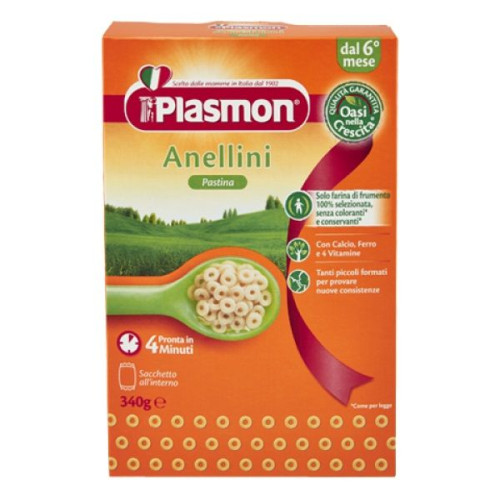 Plasmon Anellini Pasta Rings for Children 6+ Months 11.99 oz (340 g)