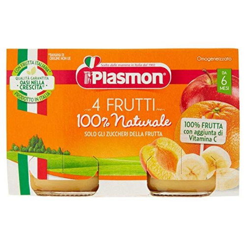 Plasmon Apple Banana Apricot and Orange Juice Puree 3.66 oz (104 g) 2 pcs