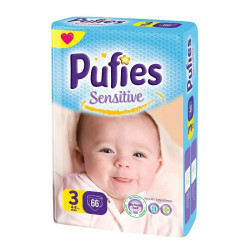 Pufies Sensitive 3 Midi Diapers for Babies 8.8-19.8 lb (4-9 kg) 66 pcs
