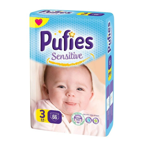 Pufies Sensitive 3 Midi Diapers for Babies 8.8-19.8 lb (4-9 kg) 66 pcs
