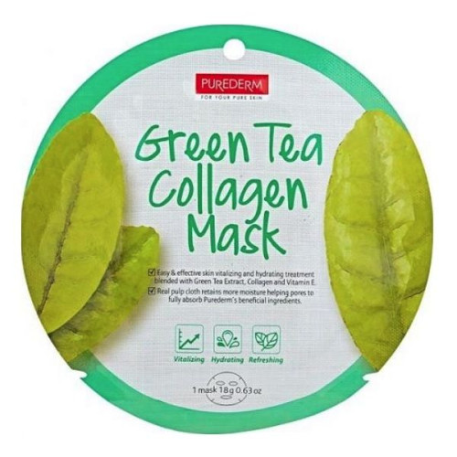 Purederm Firming and Hydrating Collagen Face Mask with Green Tea Extract 1 pc 0.63 oz (18 g)