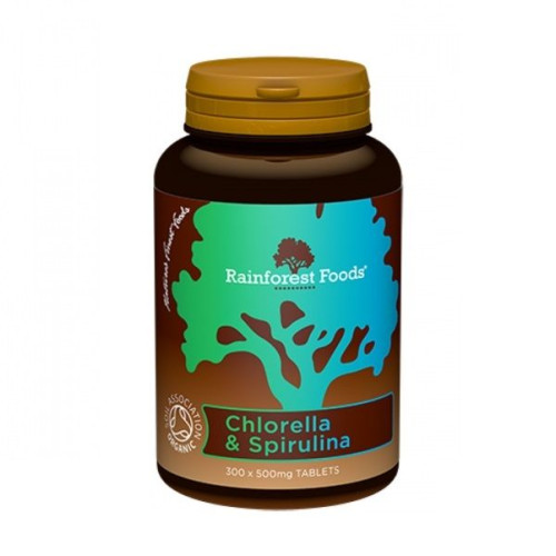 Rainforest Foods Chlorella and Spirulina 500 mg 300 Tablets