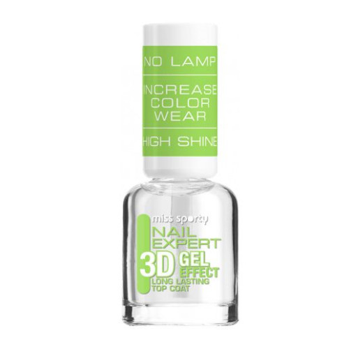 Miss Sporty Nail Expert 3D Top Coat with Gel Effect for a Shiny and Long-Lasting Manicure 0.27 fl oz (8 ml)