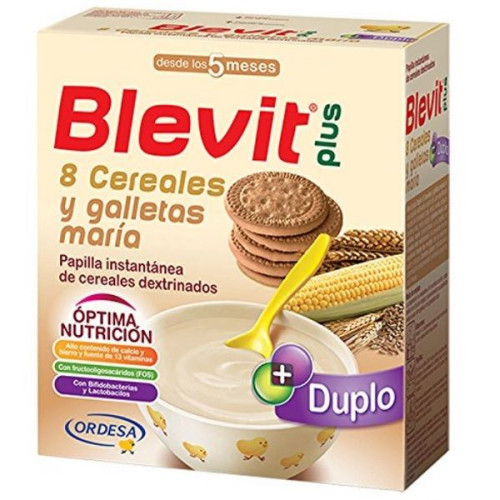 Blevit Plus Duplo Porridge 8 Grains with Biscuits Bifidus Effect Without Milk for Children 5+ Months 1.32 lb (600 g)