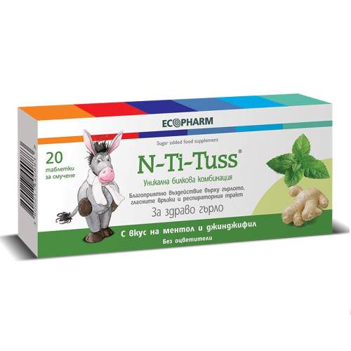 Ecopharm En-Ti-Tus Herbal Lozenges for Colds and Flu Menthol and Ginger 20 pcs