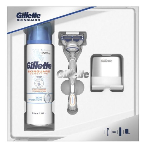 Gillette Skinguard Promo Set for Men Razor Gel and Gift Stand