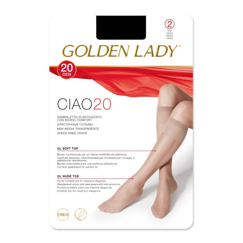 Golden Lady Ciao 20 Women's Elastic Stockings Color Nero 2 pcs