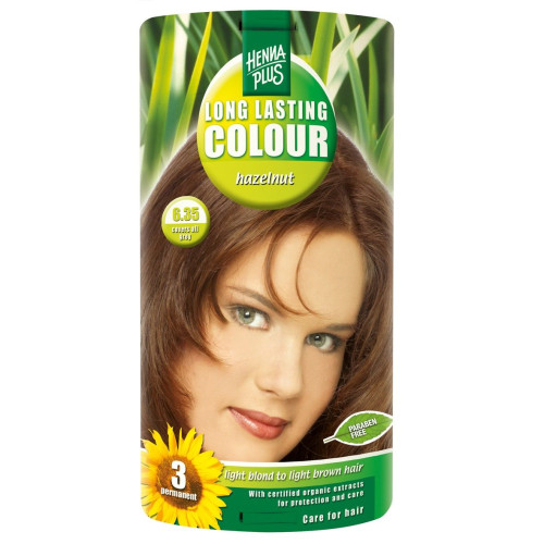 Hennaplus Long Lasting Color Long-Lasting Hair Dye with Organic Extracts Color 6.35 Hazelnut