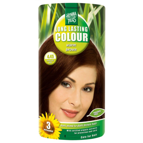Hennaplus Long Lasting Color Long-Lasting Hair Dye with Organic Extracts Color 4.45 Warm Brown