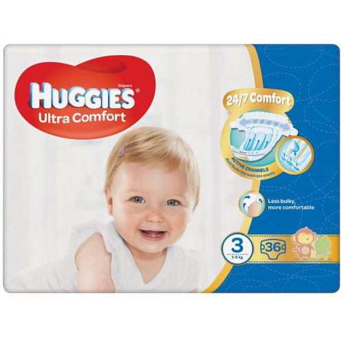 Huggies Ultra Comfort 3 Midi Diapers for Babies and Children 11-17.6 lb (5-8 kg) 36 pcs