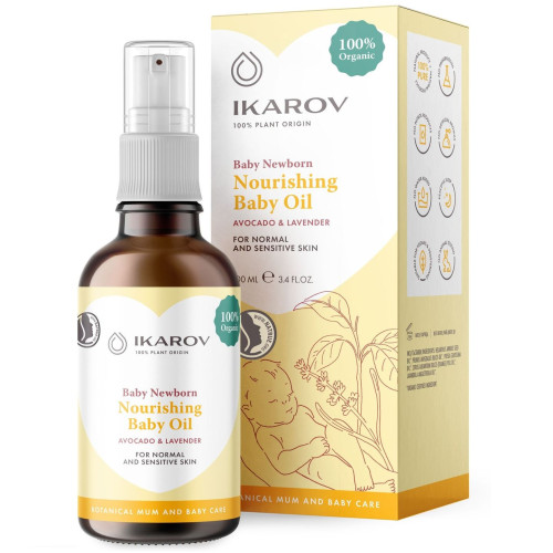 Ikarov Moisturizing Baby Oil with Avocado and Lavender Against Diaper Rash 3.38 fl oz (100 ml)