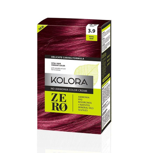 Kolora Zero Ammonia-Free Semi-Permanent Cream Hair Dye 3.9 Royal Ruby