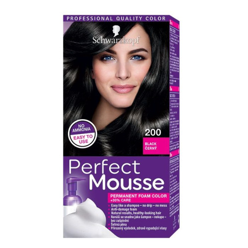 Schwarzkopf Perfect Mousse Permanent Ammonia-Free Mousse Hair Dye Black 200