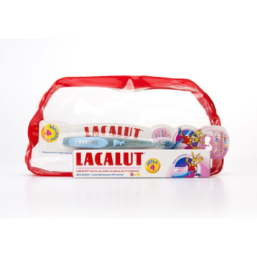 Lacalut Baby Toothbrush + Toothpaste for Children Up to 4 Years Old and a Free Pencil Case