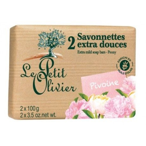 Le Petit Olivier Softening Soap with Peony Fragrance 3.53 oz (100 g) 2 pcs