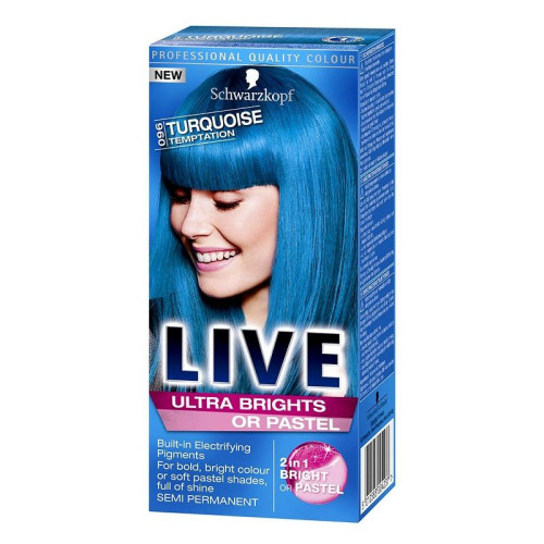 Live Ultra Brights or Pastel Hair Dye Lasting Up to 15 Washes Color 096 Turquoise