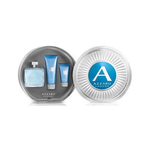 Azzaro Chrome Promo Set for Men Eau De Toilette Aftershave and Shower Gel