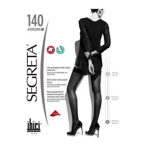 Segreta 140 Autoreggente Af 7/8 Self-supporting Women's Socks Medium-Strong Compression Color Nero Size 2 1 pc