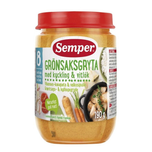 Semper Puree Vegetable Stew with Chicken for Children 8+ Months 6.7 oz (190 g) - 9563