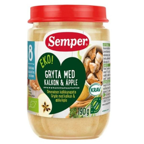 Semper Eco Turkey Stew with Apple for Children 8+ Months 6.7 oz (190 g) - 9711