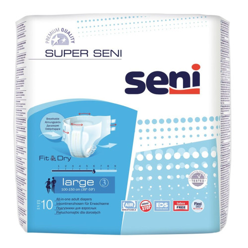 Seni Super Seni Universal Adult Diapers for Moderate Incontinence Size L 10 pcs