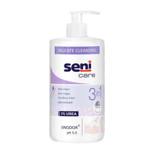Seni Care 3-in-1 Triple Action Wash Cream with 3% Urea for Sensitive Skin 16.91 fl oz (500 ml)