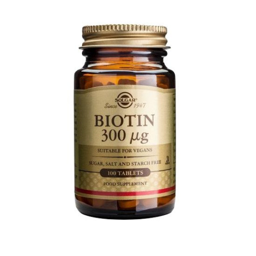 Solgar Biotin for Hair Skin Nails and High Immunity 300 mg 100 Tablets