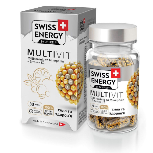 Swiss Energy Multivit Vitamins and Minerals for Optimal Health Strength and Energy 30 Capsules