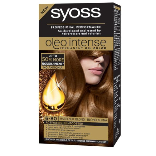 Syoss Oleo Intense Permanent Cream Hair Dye Without Ammonia 6-80 Hazelnut Blonde