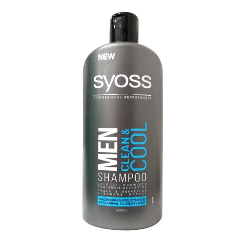 Syoss Men Clean and Cool Shampoo for Men for Cleanliness and Freshness 16.91 fl oz (500 ml)