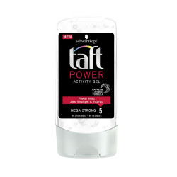 Taft Power Waterproof Hair Gel for Mega Strong Hold with Caffeine 5.07 fl oz (150 ml)
