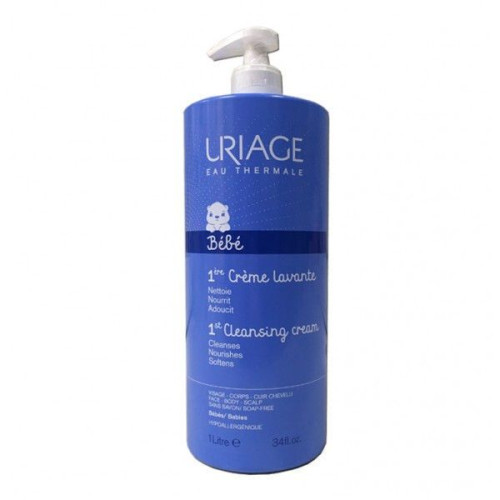 Uriage Baby Cleansing Cream for Babies and Children Suitable for Scalp Face and Body 33.81 fl oz (1000 ml)