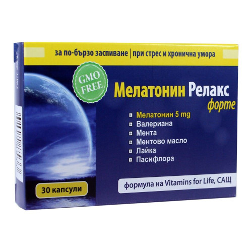 Vitamins for Life Melatonin Relax Forte for Insomnia and Stress 5 mg 30 Capsules